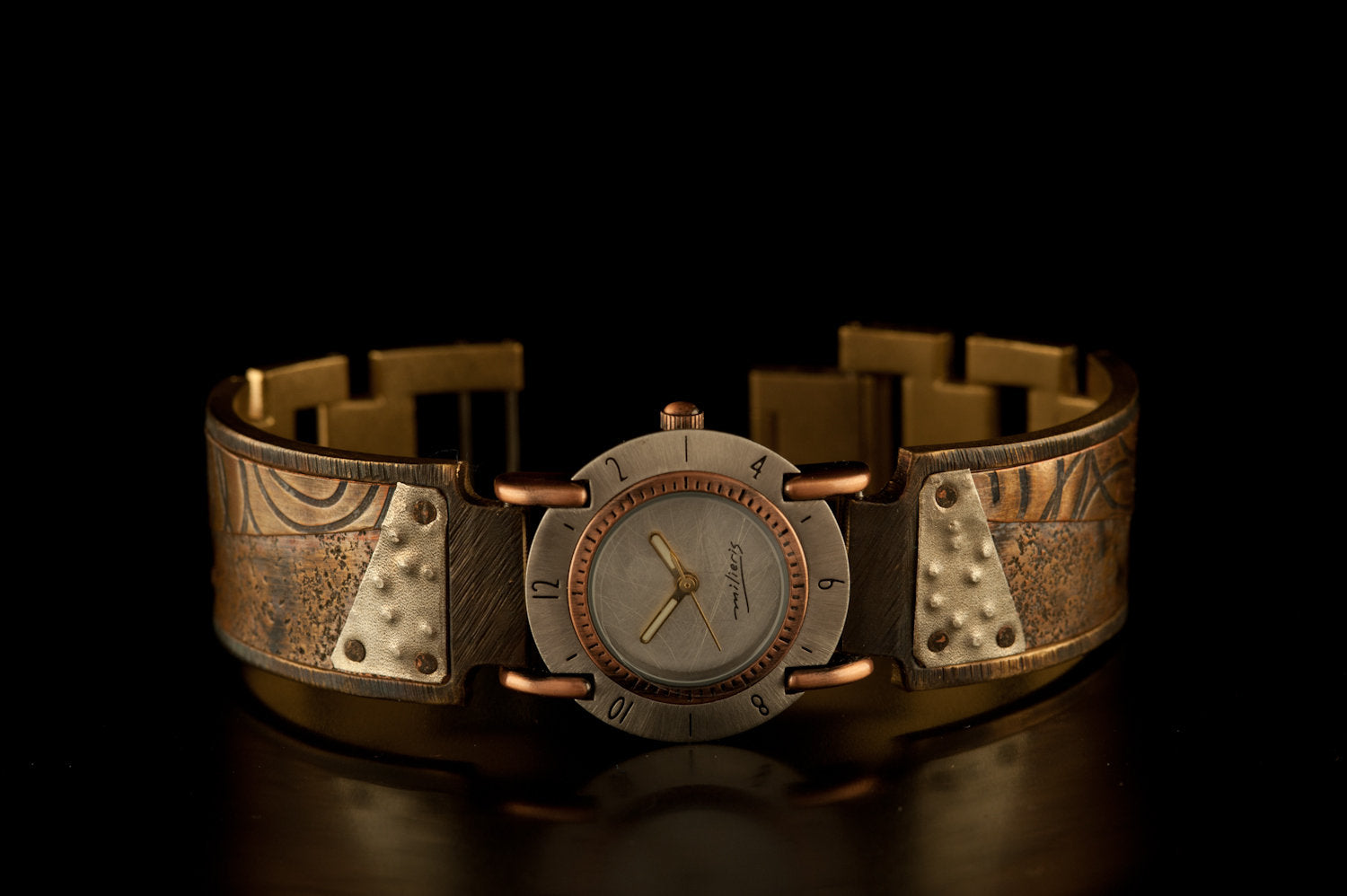 Copper and Silver Multi Textured Small Full Moon