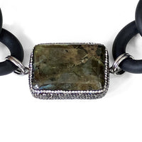 Large Labradorite and Rubber Necklace