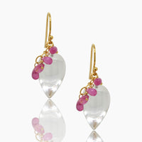 Rock Crystal & Pink Sapphire Earrings