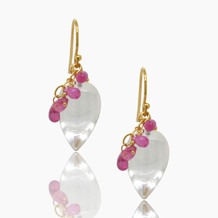 Rock Crystal & Pink Sapphire Earrings