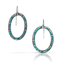 Oval Segment Stone Earrings