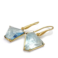 Asymmetrical Rose Cut Aquamarine Frame Earrings