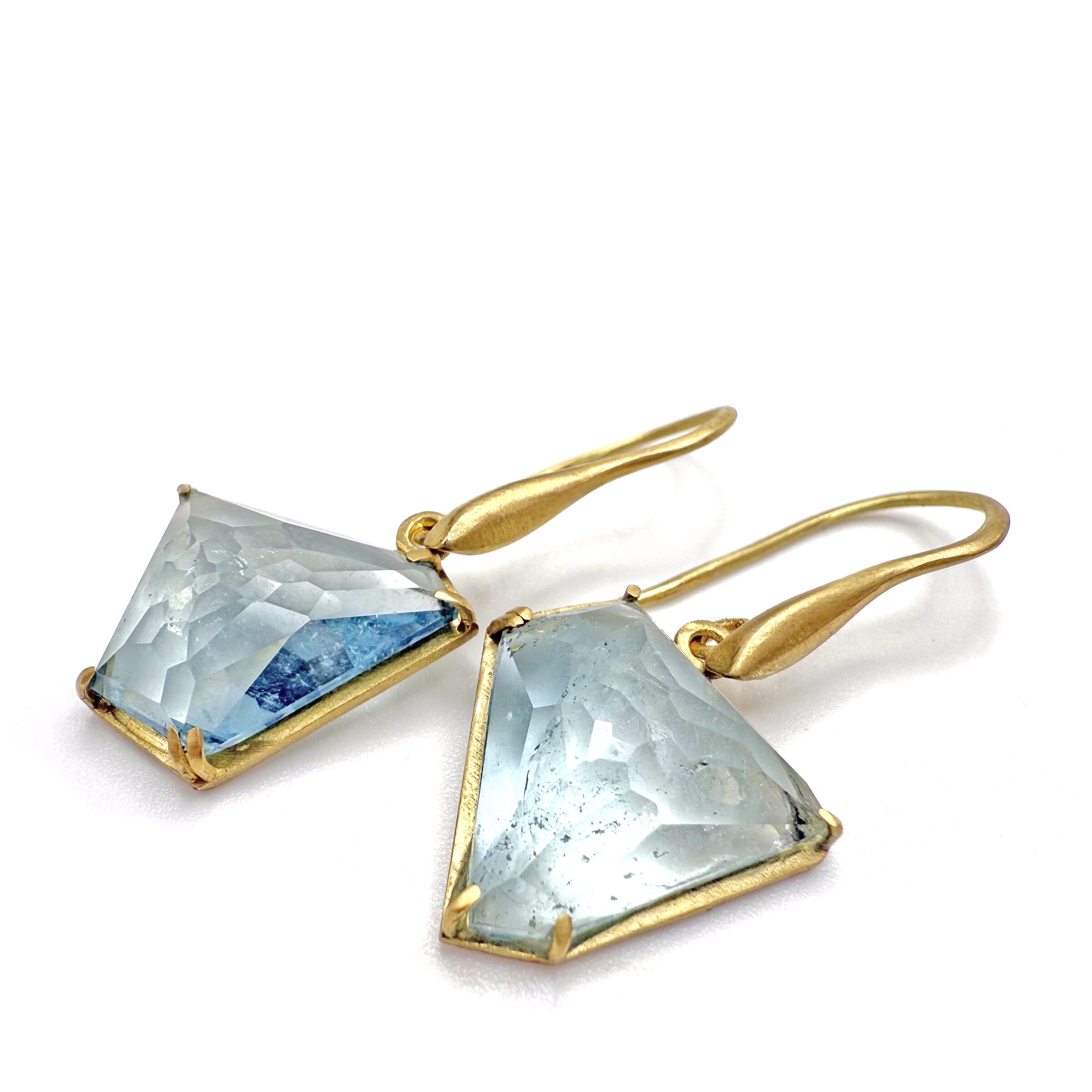 Asymmetrical Rose Cut Aquamarine Frame Earrings