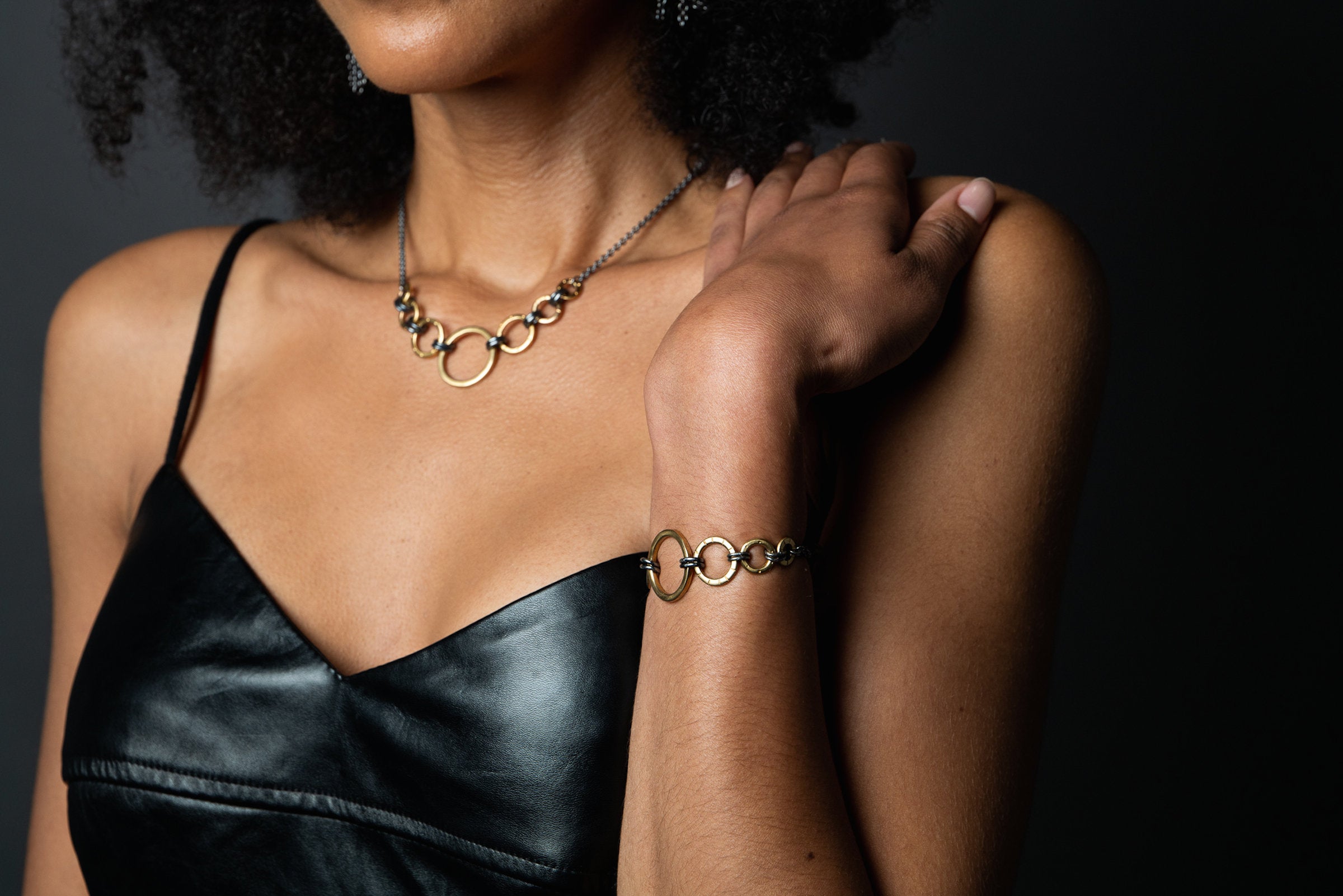 Black and Gold Gradient Necklace by jodi brownstein