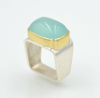 Aqua Chalcedony Square Ring