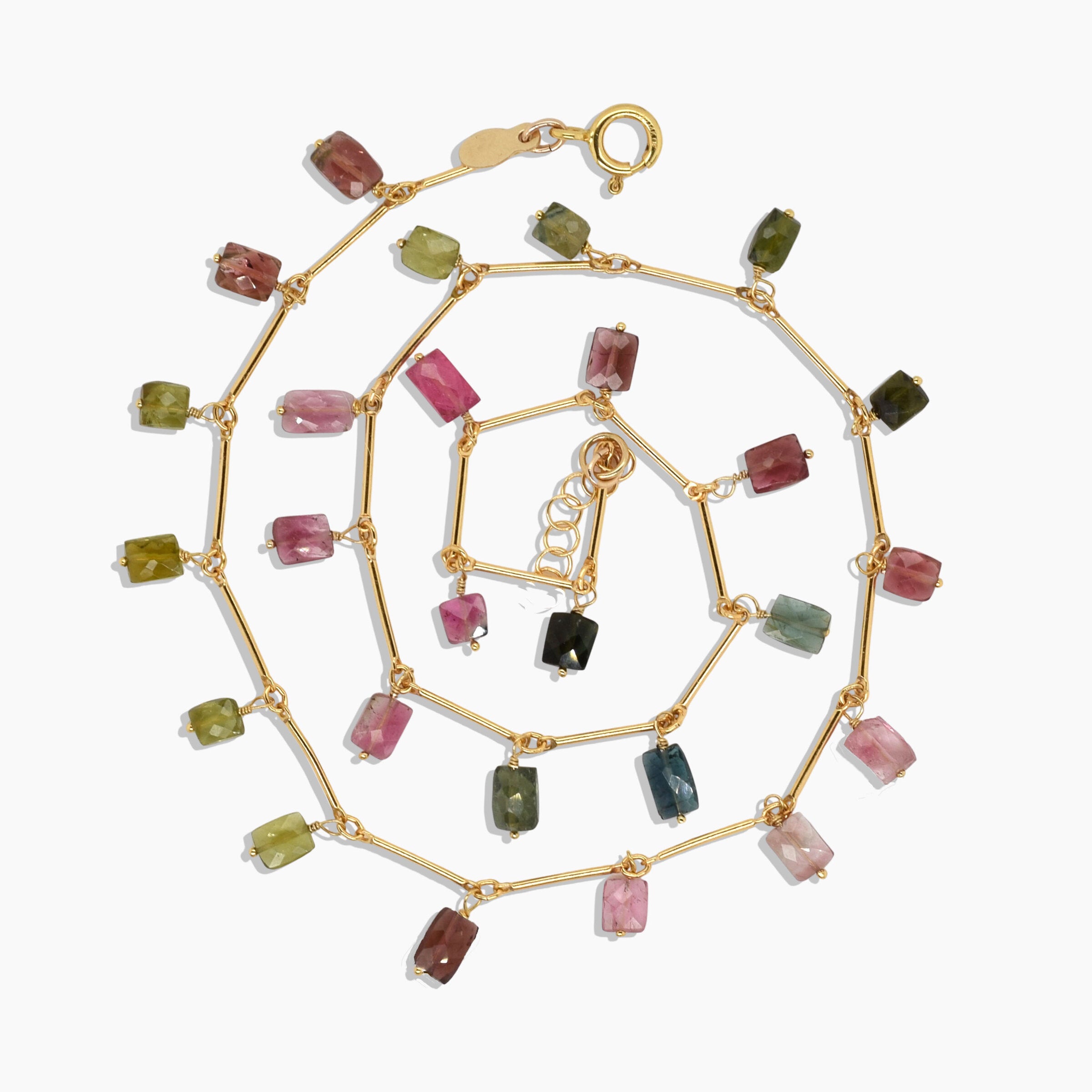 Tourmaline Chicklet Charm Necklace