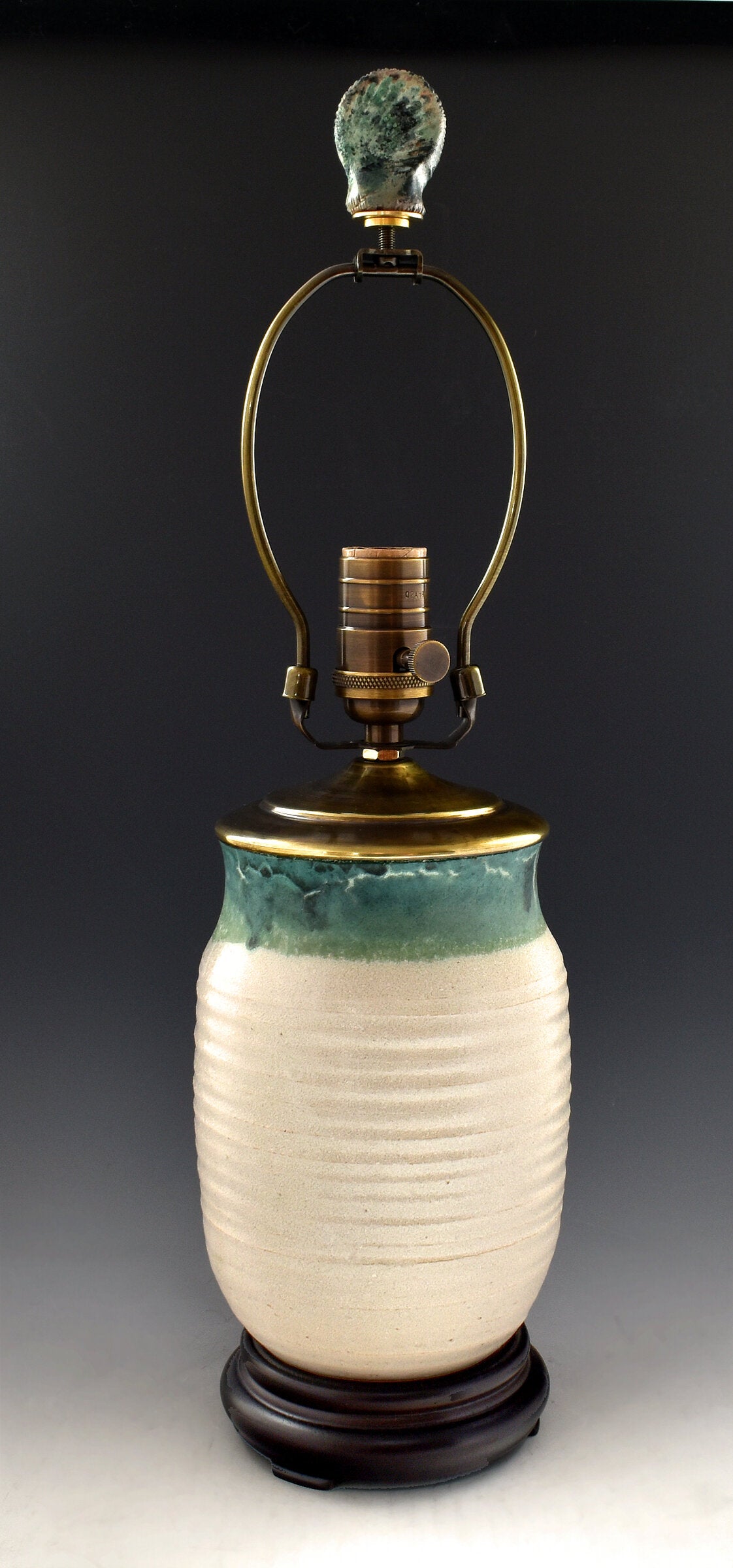 Ivory and Green Terracotta Table Lamp