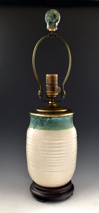 Ivory and Green Terracotta Table Lamp