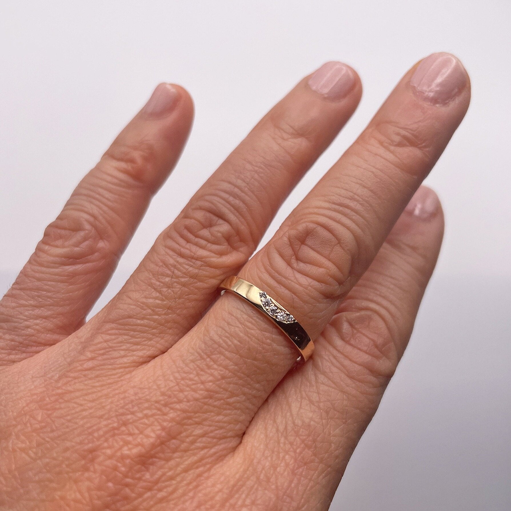 Gold Tipped Diamond Comfort Fit Ring Band