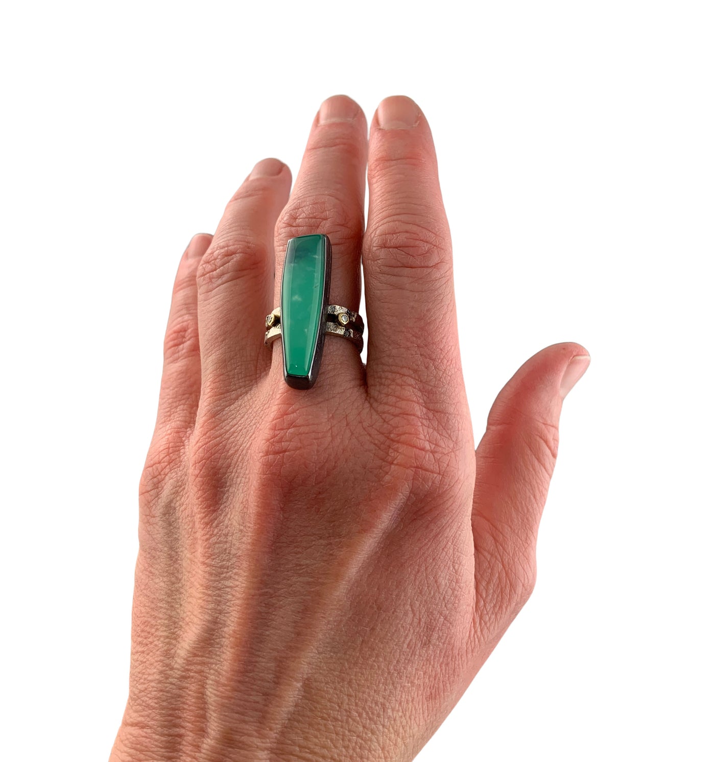 Chrysoprase Double Band Ring