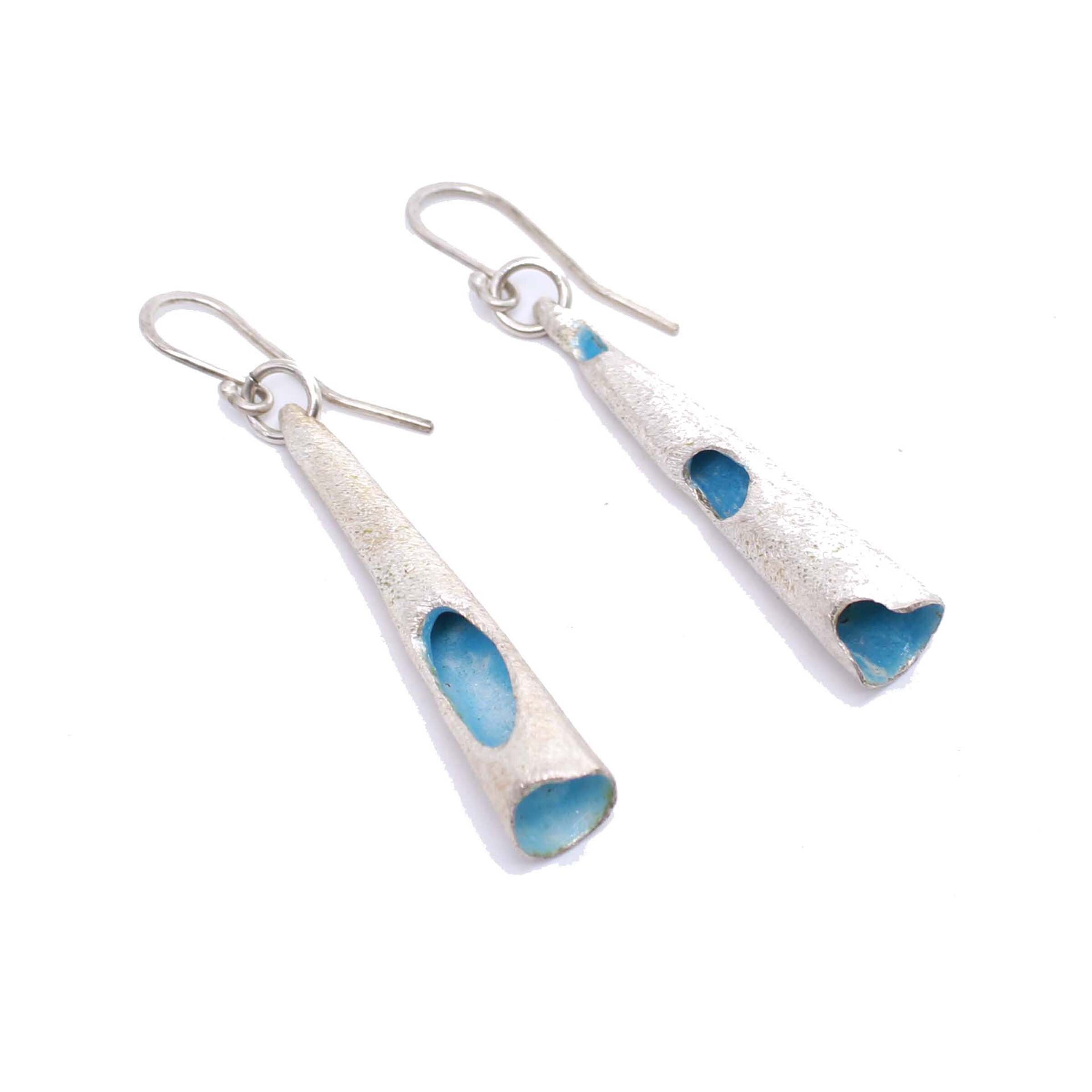 MCM Blue Cone Dangle Earrings