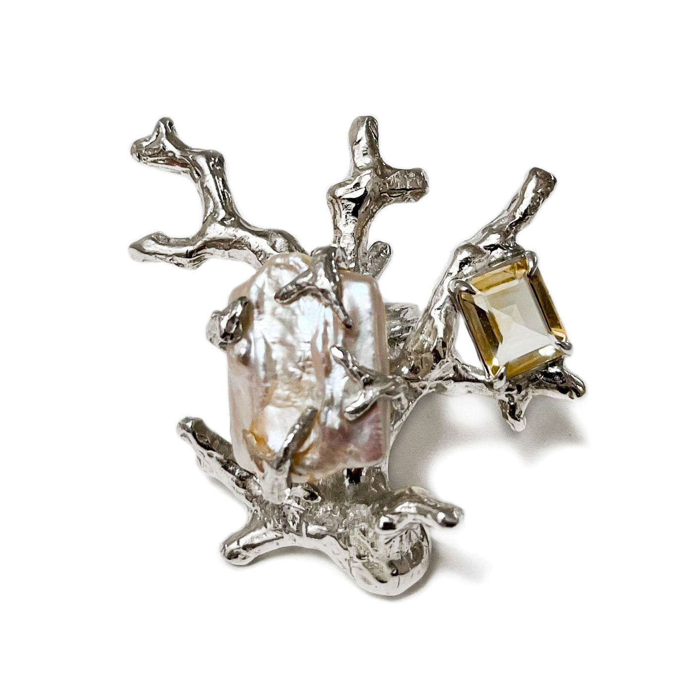 Pearl & Citrine Signature Coral Ring