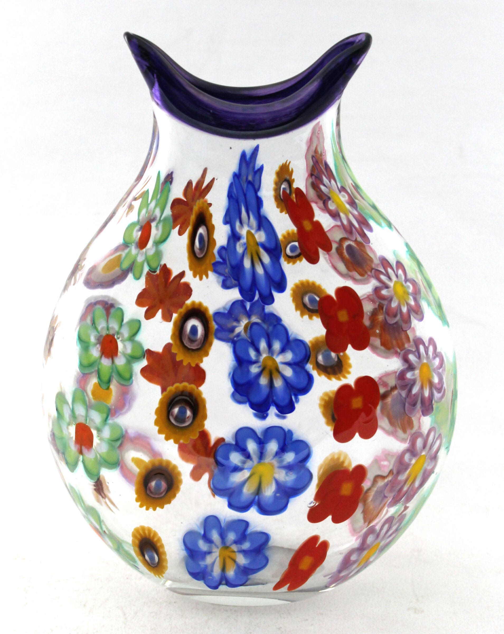 Small Impressionist's Garden Vase with Purple Trim