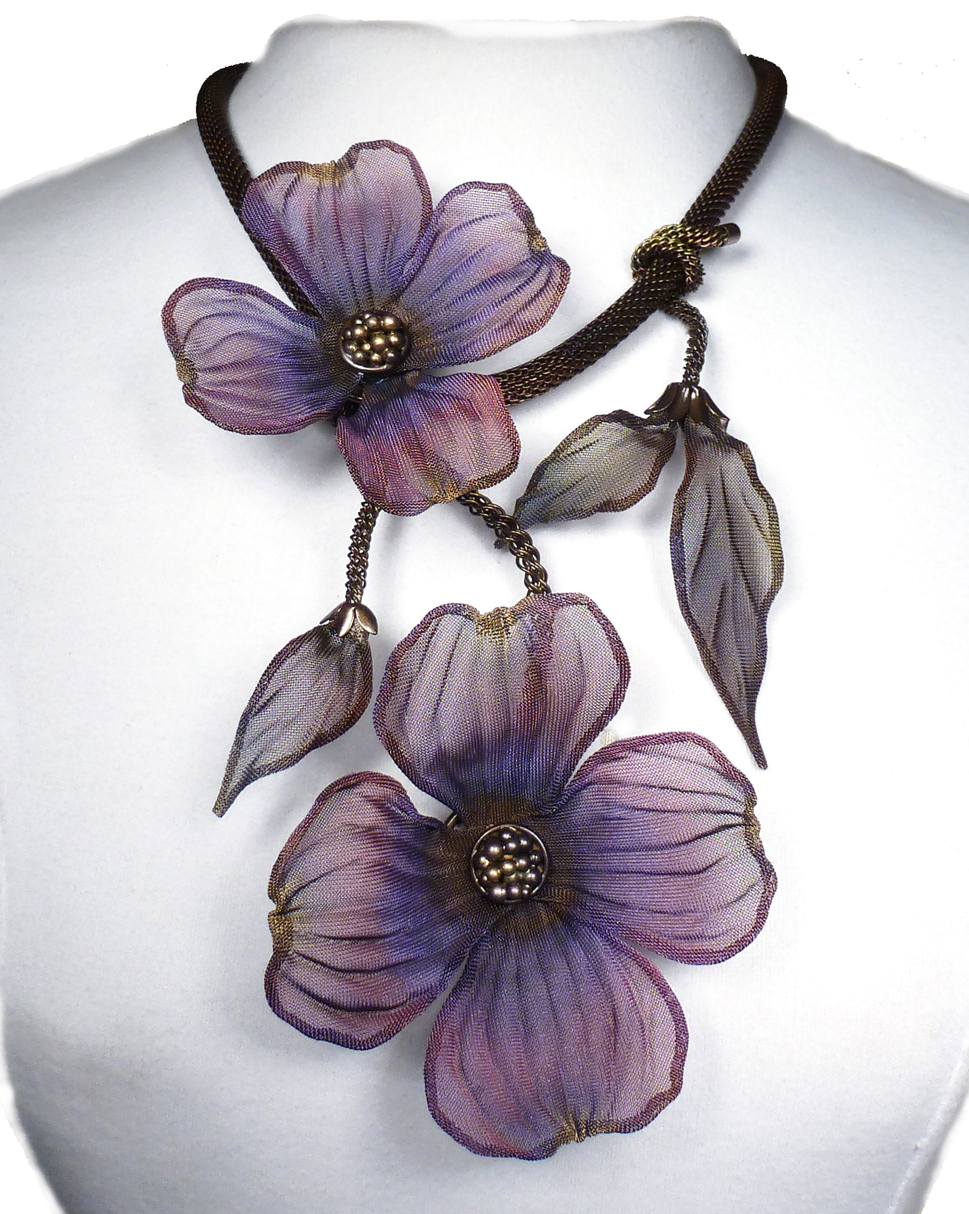 Blue, Poppy & Purple on Brown Chain