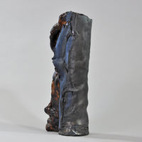 Black Ceramic Vase with Dark Blue Ruffle