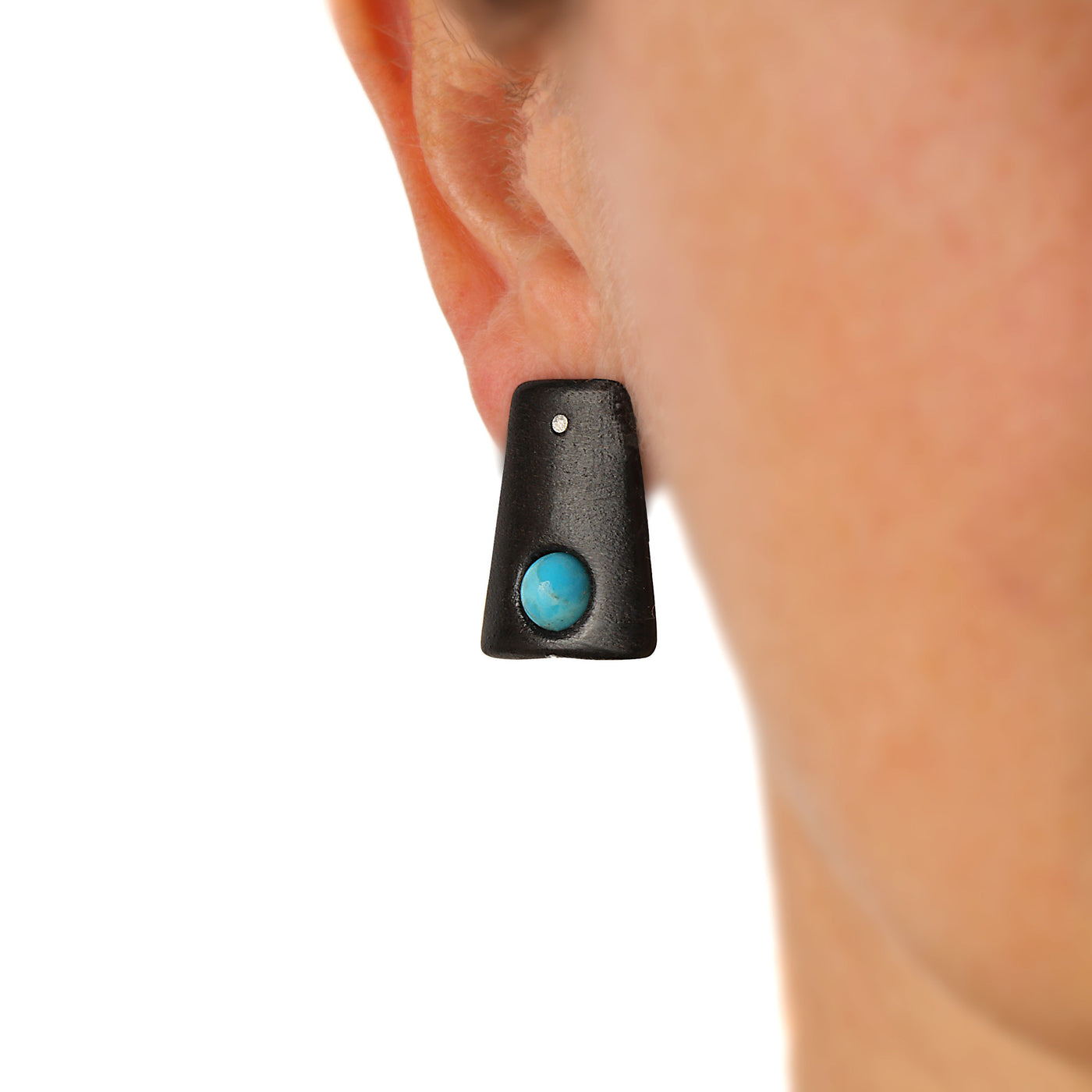 Ebonized Platelet Earrings with Turquoise