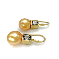 South Sea Golden Pearl with Gray Spinel Earrings