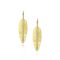 Slender Gold & Diamond Feather Earrings