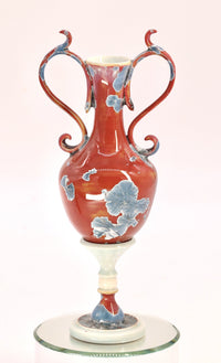 Miniature Crystalline Red & Blue Amphora Vase