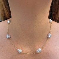 Baroque Akoya Pearl Station Necklace