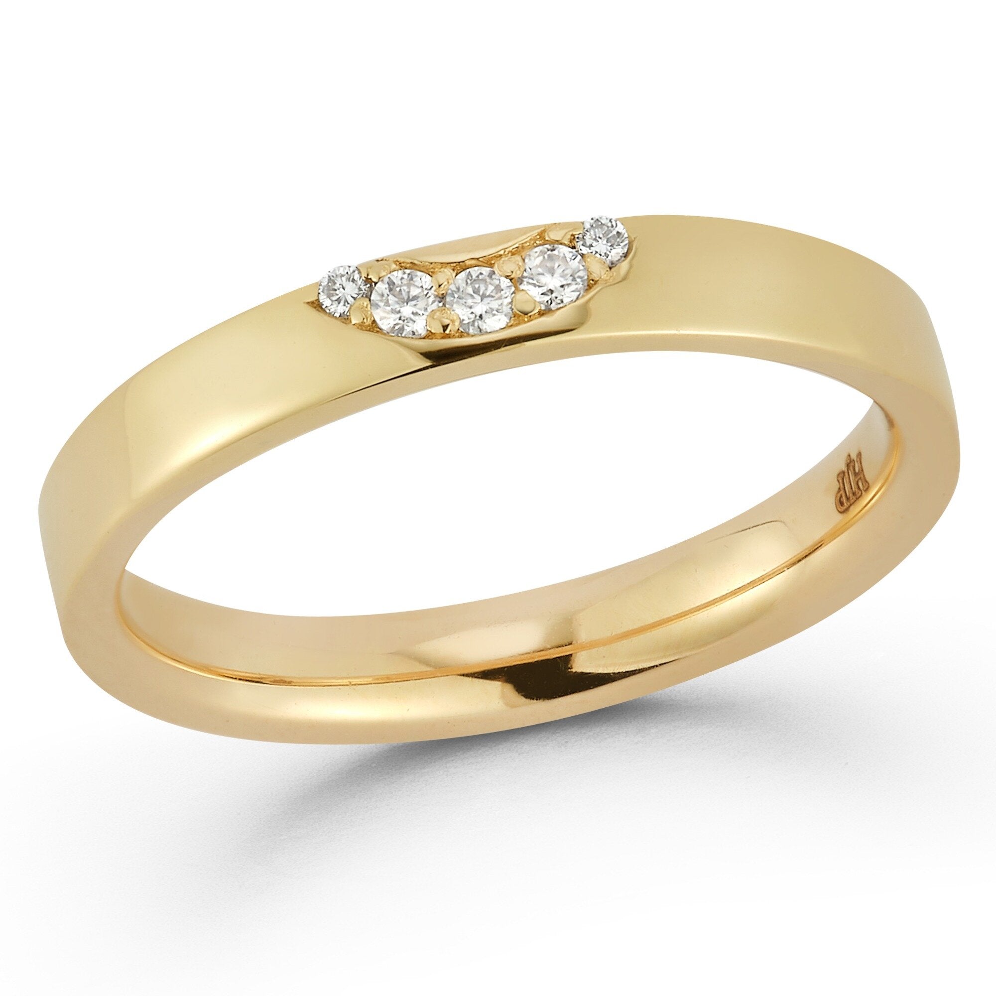 Gold Tipped Diamond Comfort Fit Ring Band