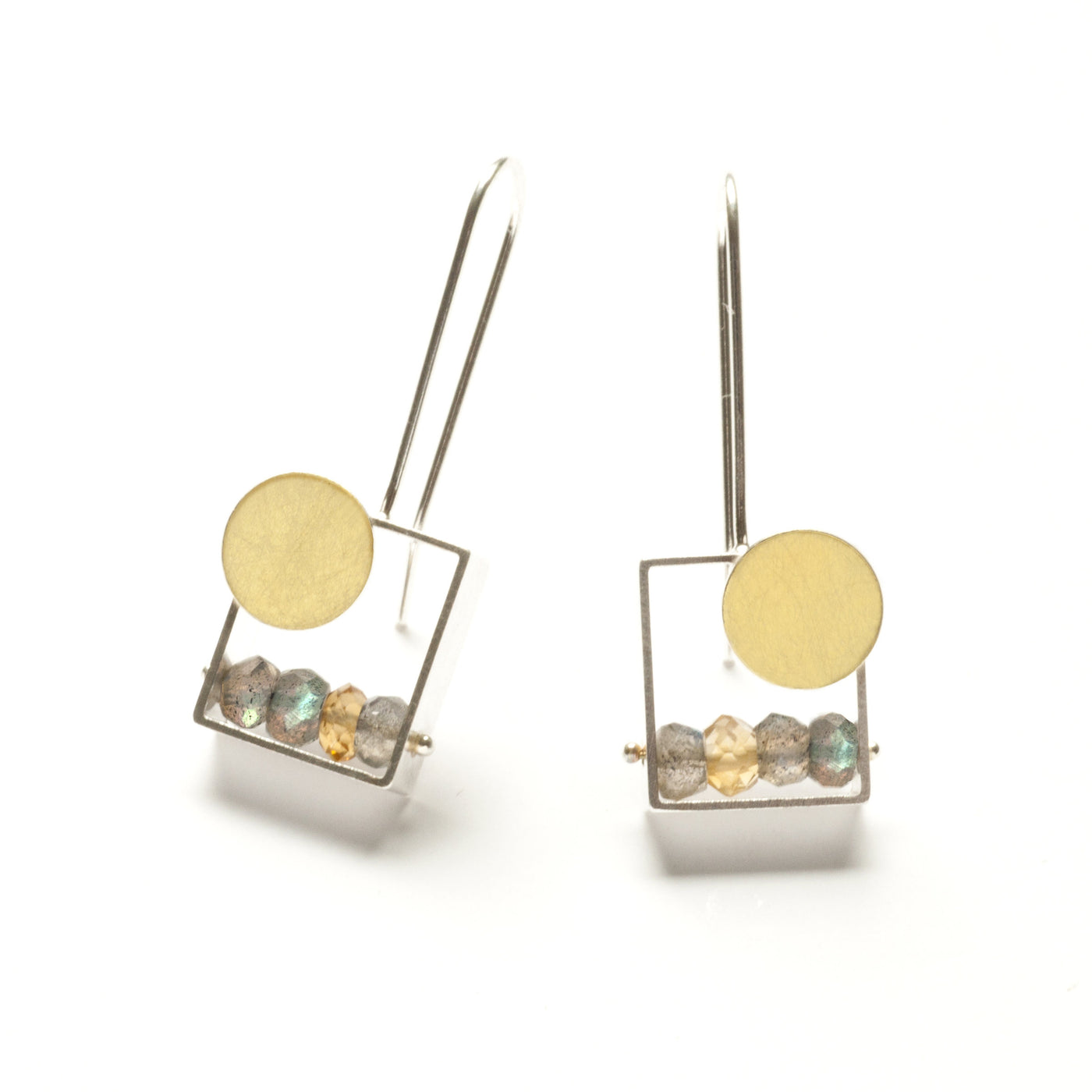 Labradorite and Citrine with Brushed Bright Silver