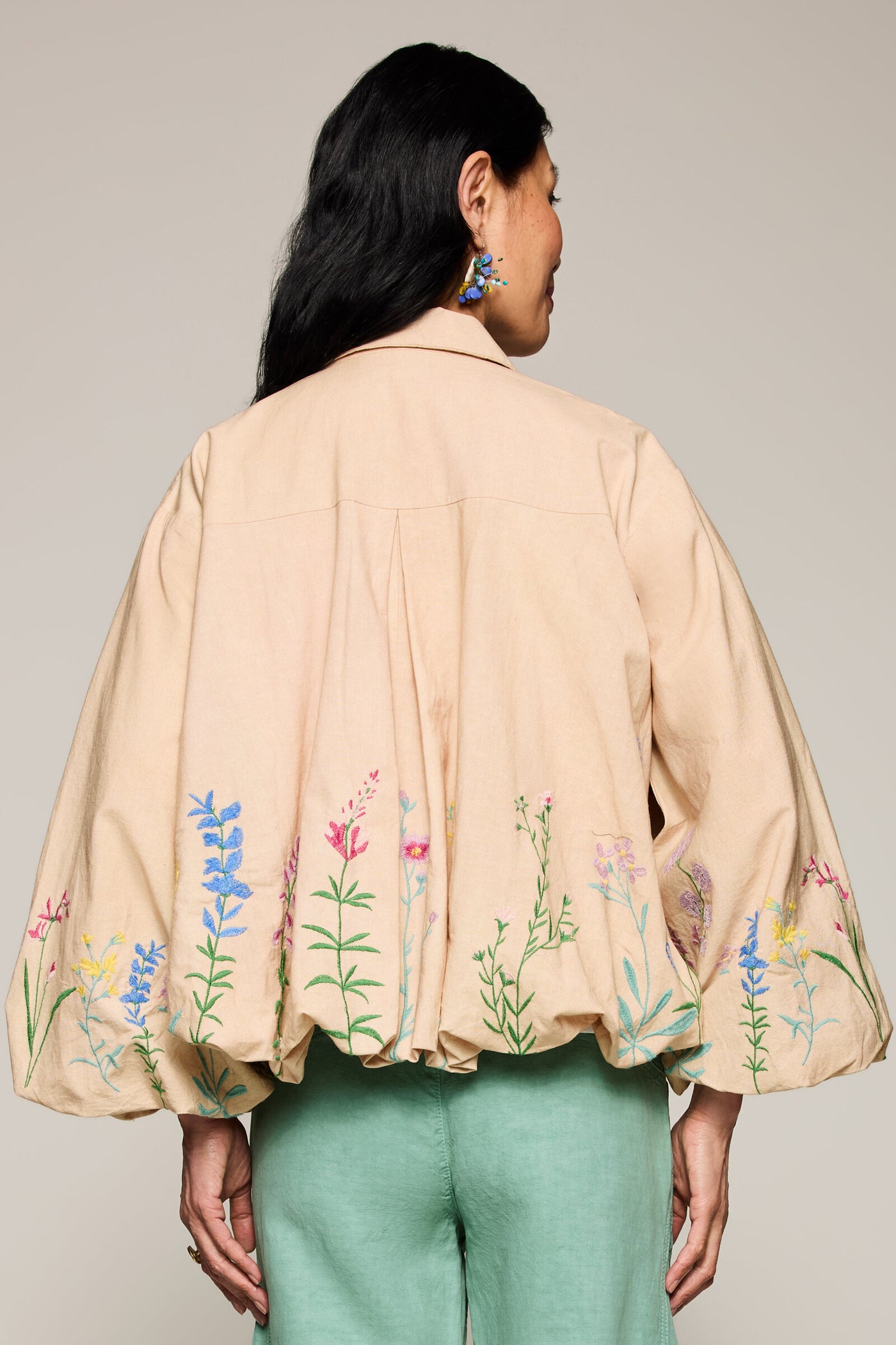 Floral Embroidery Poet Jacket