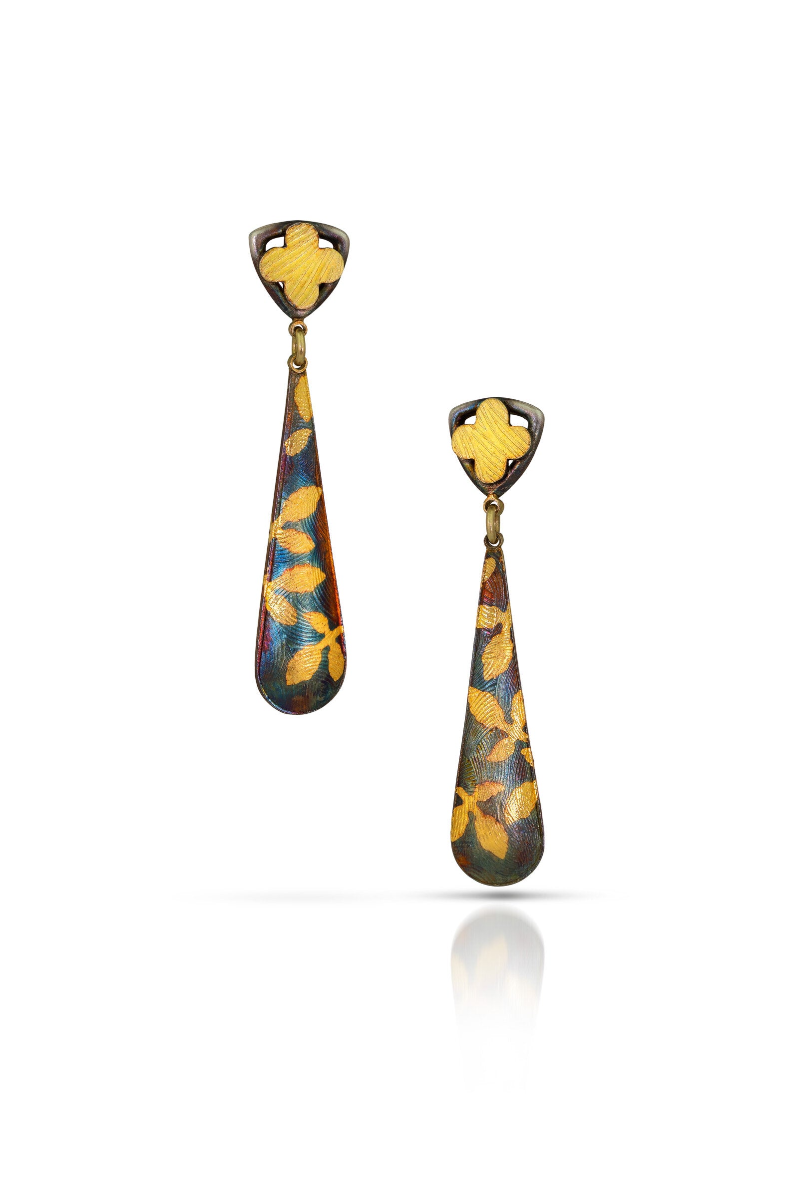 Falling Petal Teardrop Dangle Earrings
