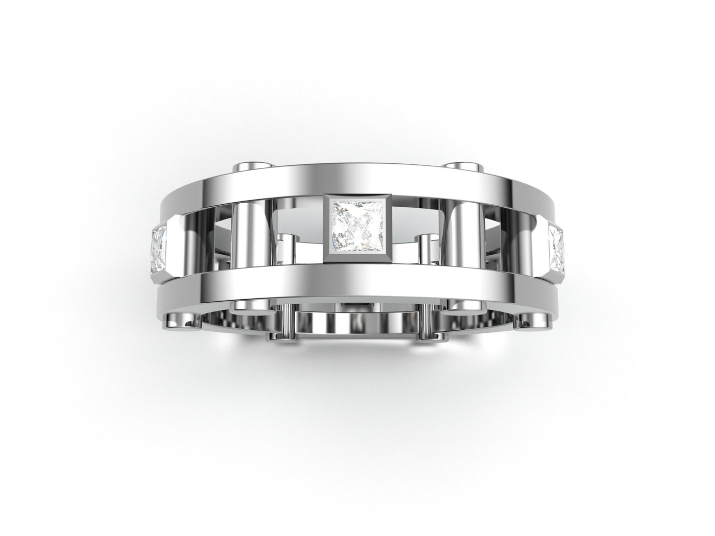 Men's Contemporary Band with Square Cut White Sapphires