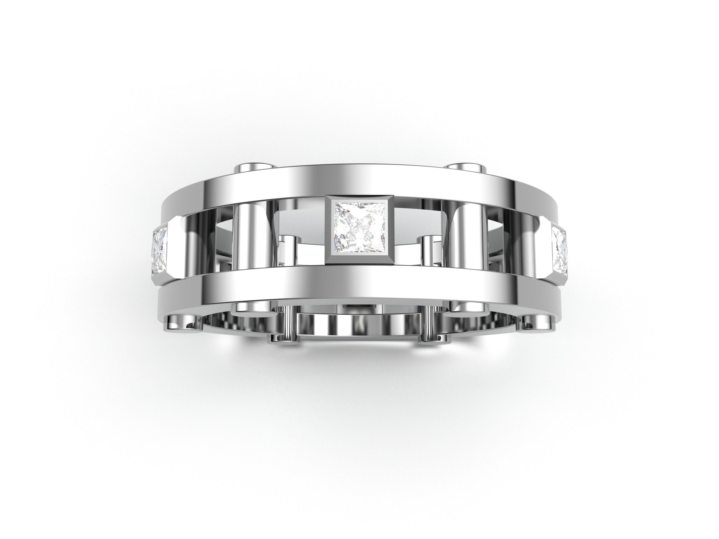 Men's Contemporary Band with Square Cut White Sapphires