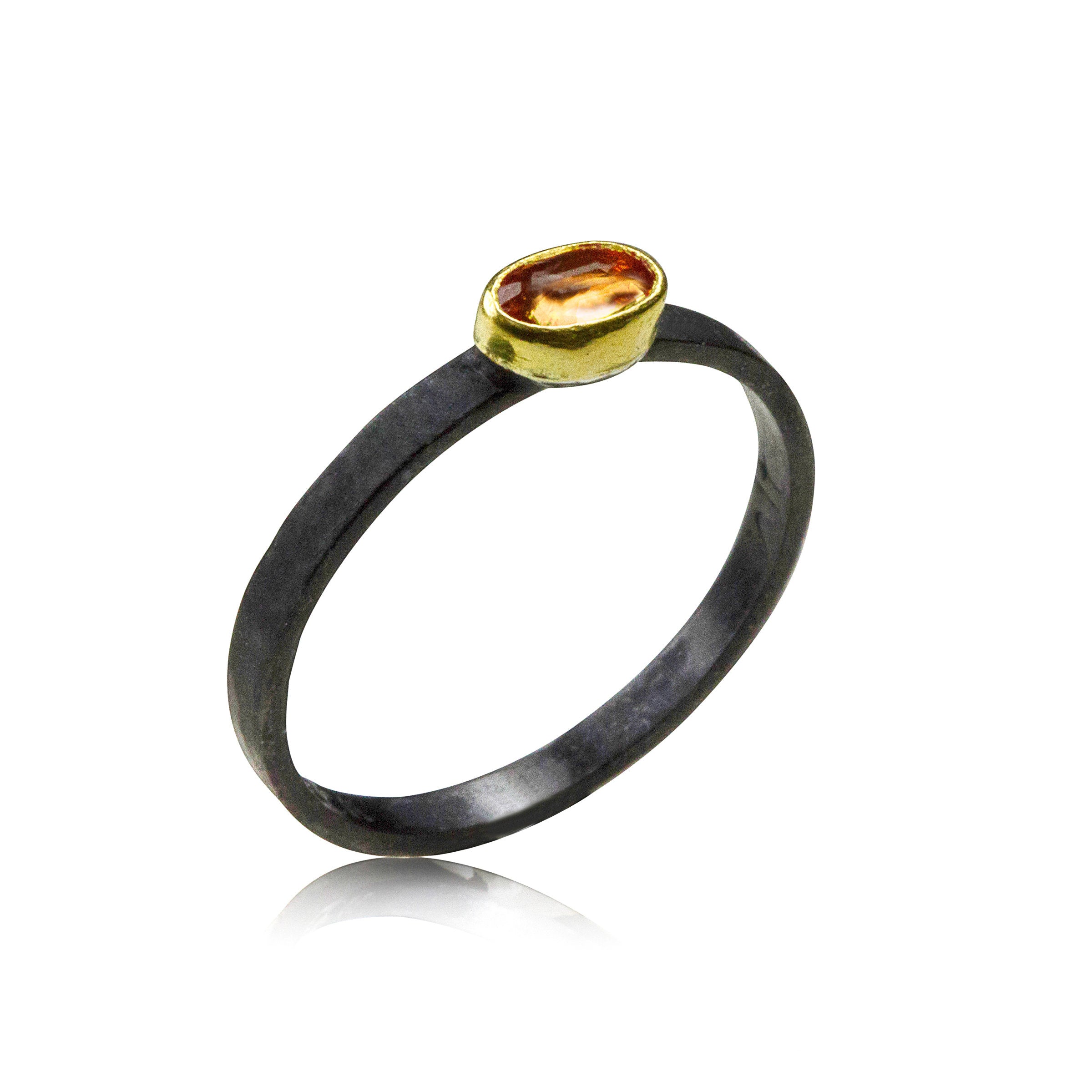 peach sapphire stacking ring
