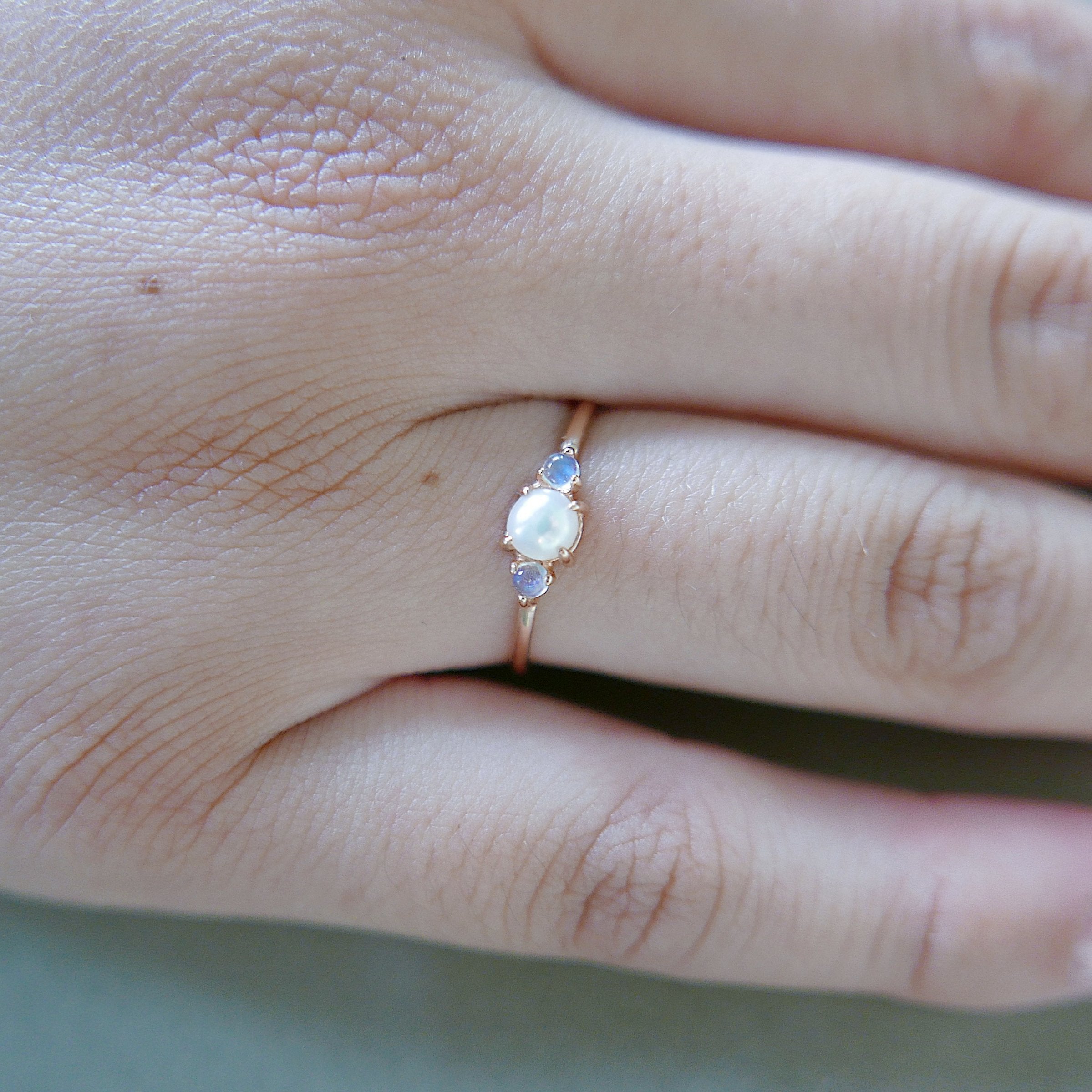 Penny Pearl & Moonstone Ring