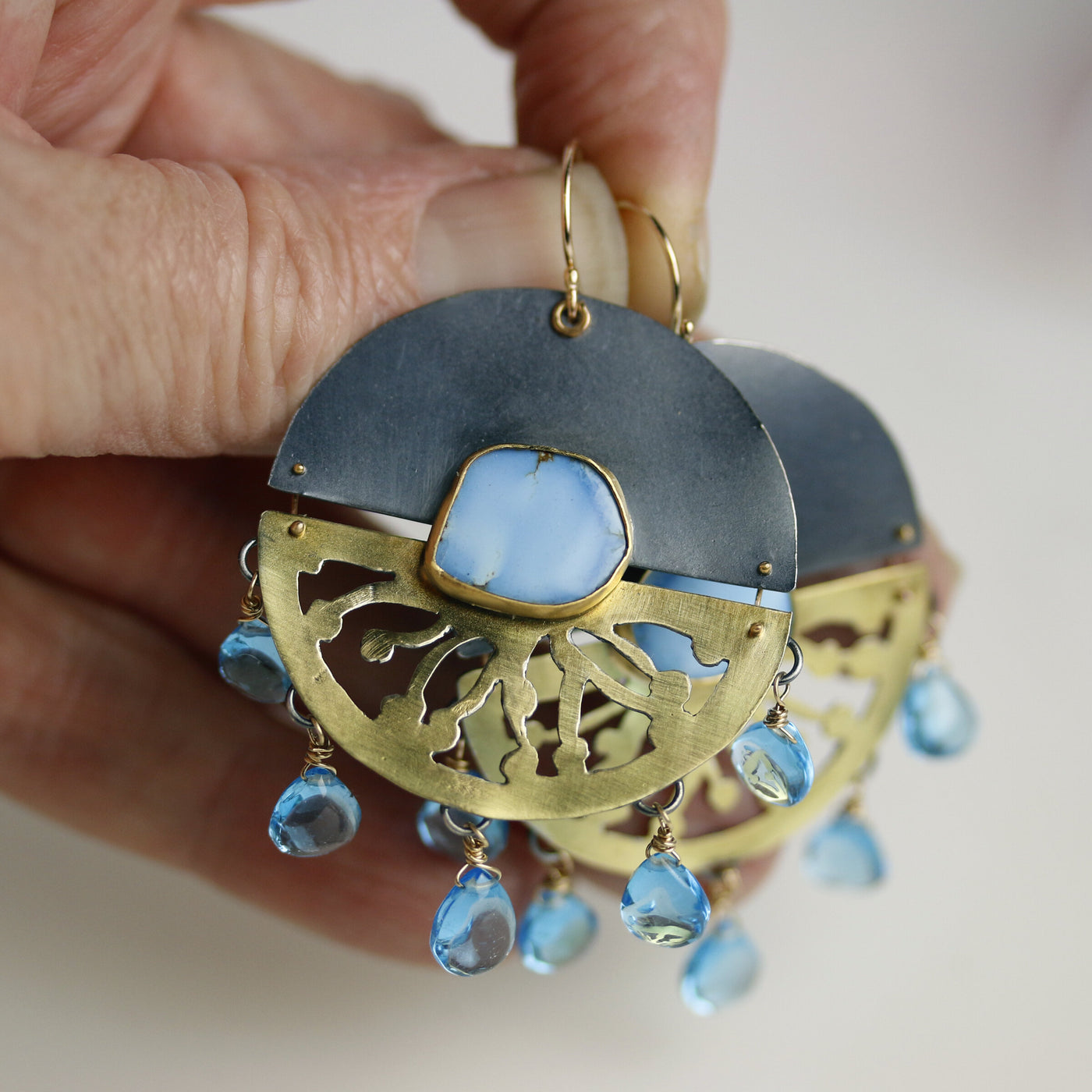 Lavender Turquoise Split Disc Earrings