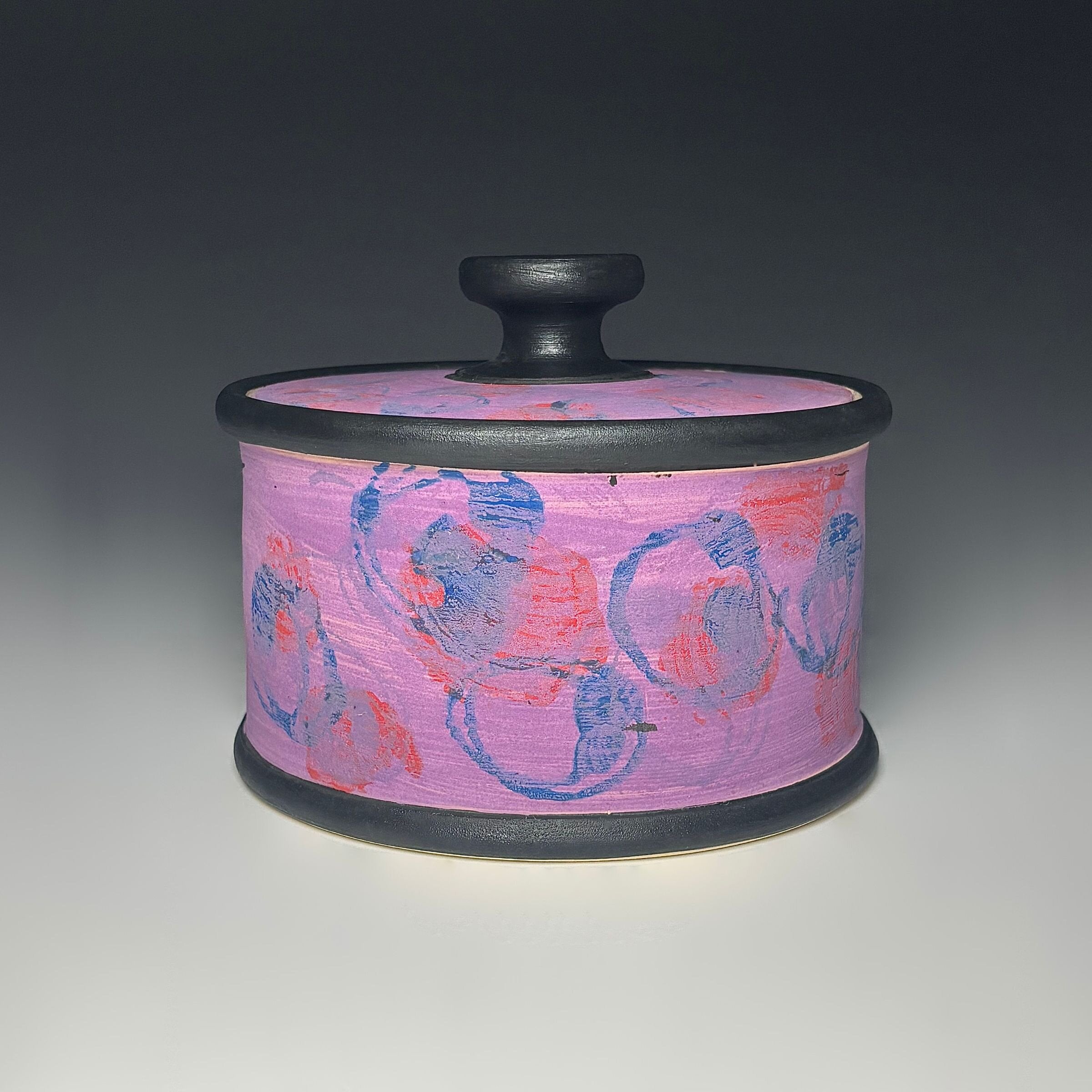 Painterly Lidded Jar in Berry