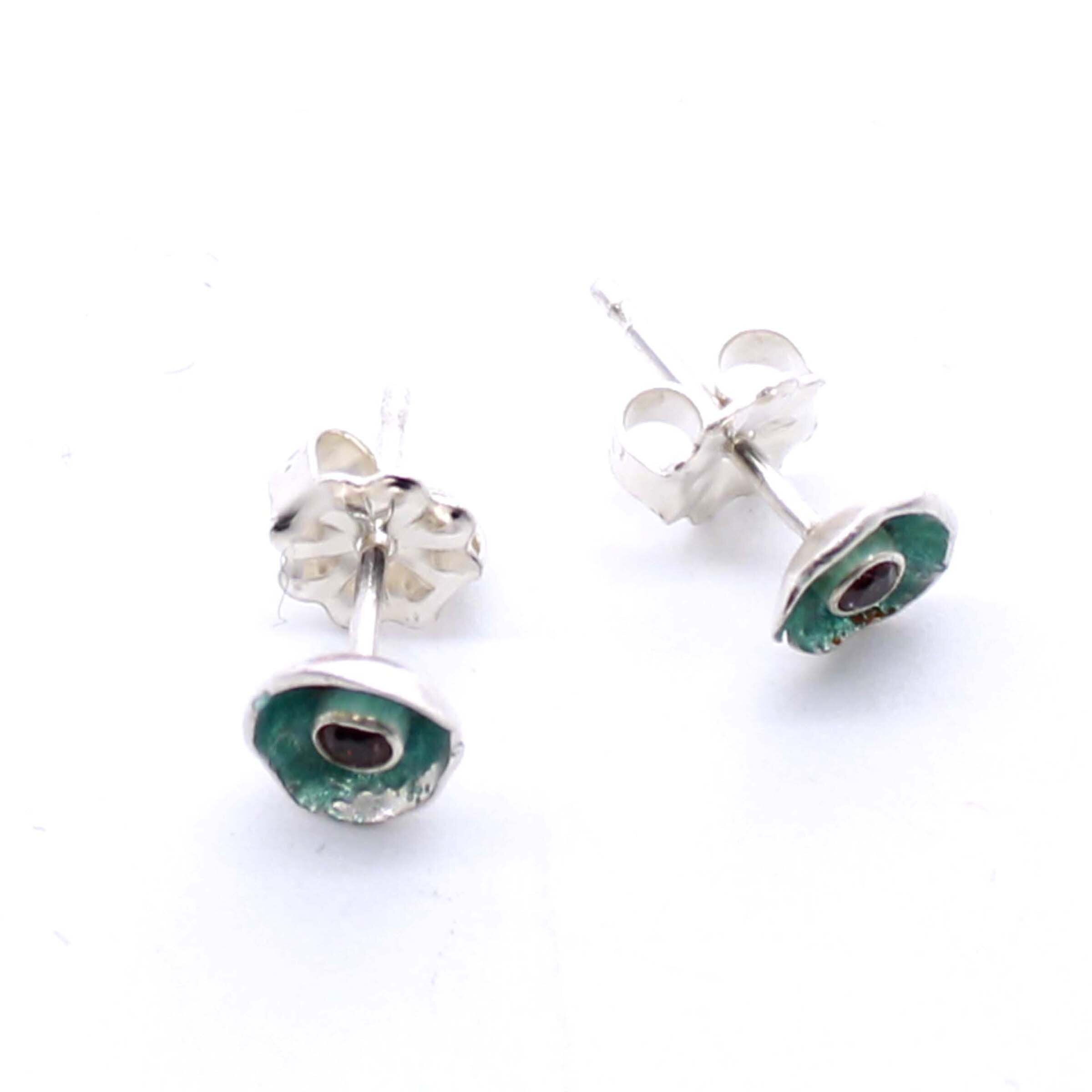 Green Enamel & Tourmaline Earrings
