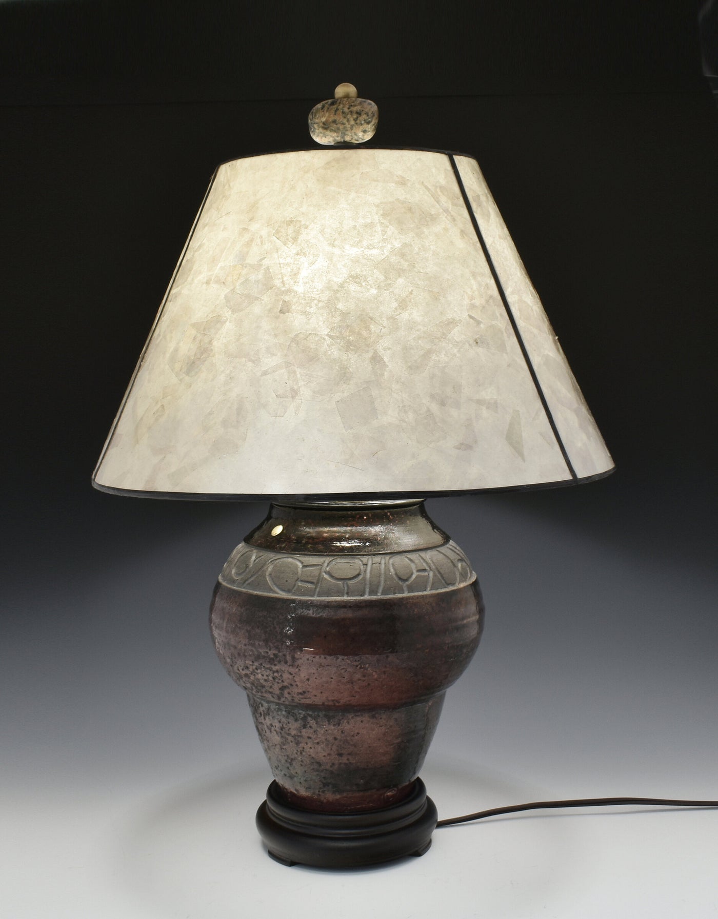 Beach Stone Raku Table Lamp