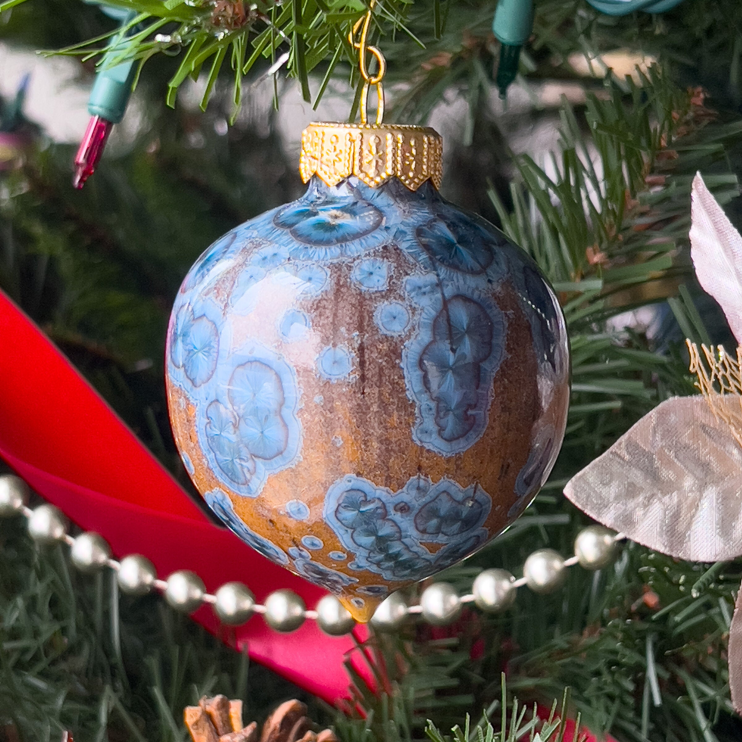 Crystalline Bauble Ornament, Nickel Sorbet