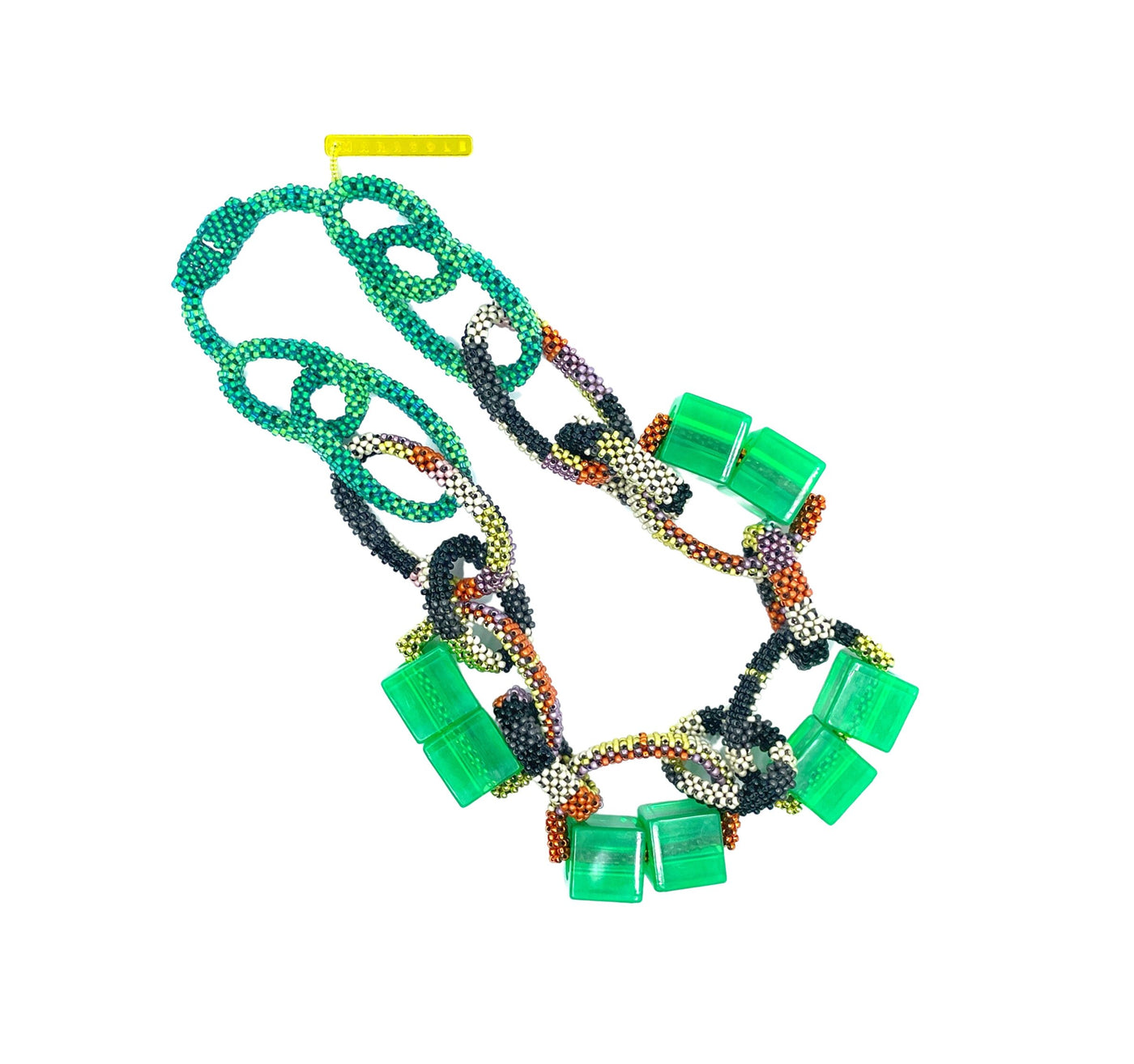 Green Cubes Statement Necklace