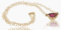 Bright Pink Tourmaline Gold Necklace