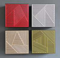 clockwise from top left: red, silver, willow green, maple