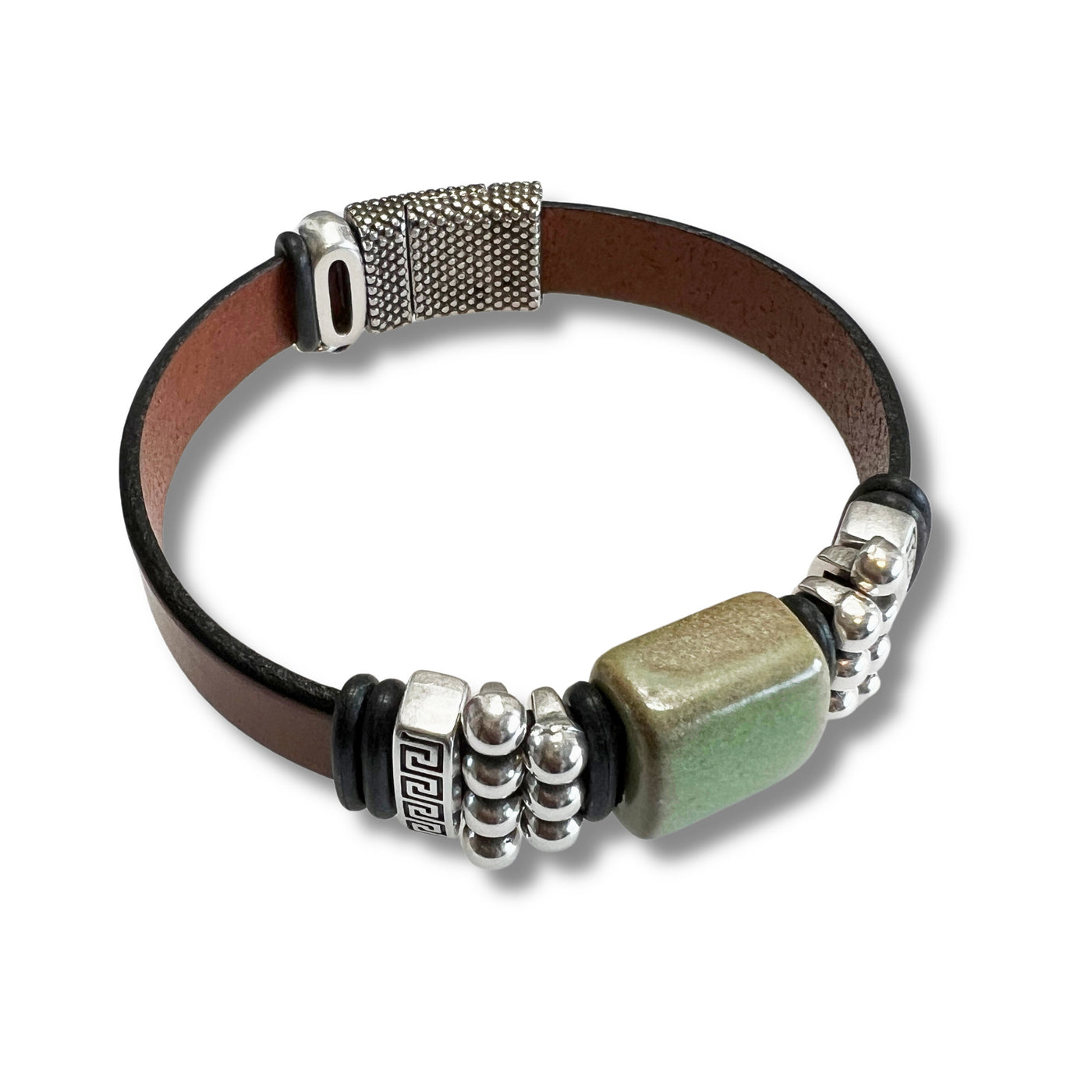 Patina Stone Leather Bracelet