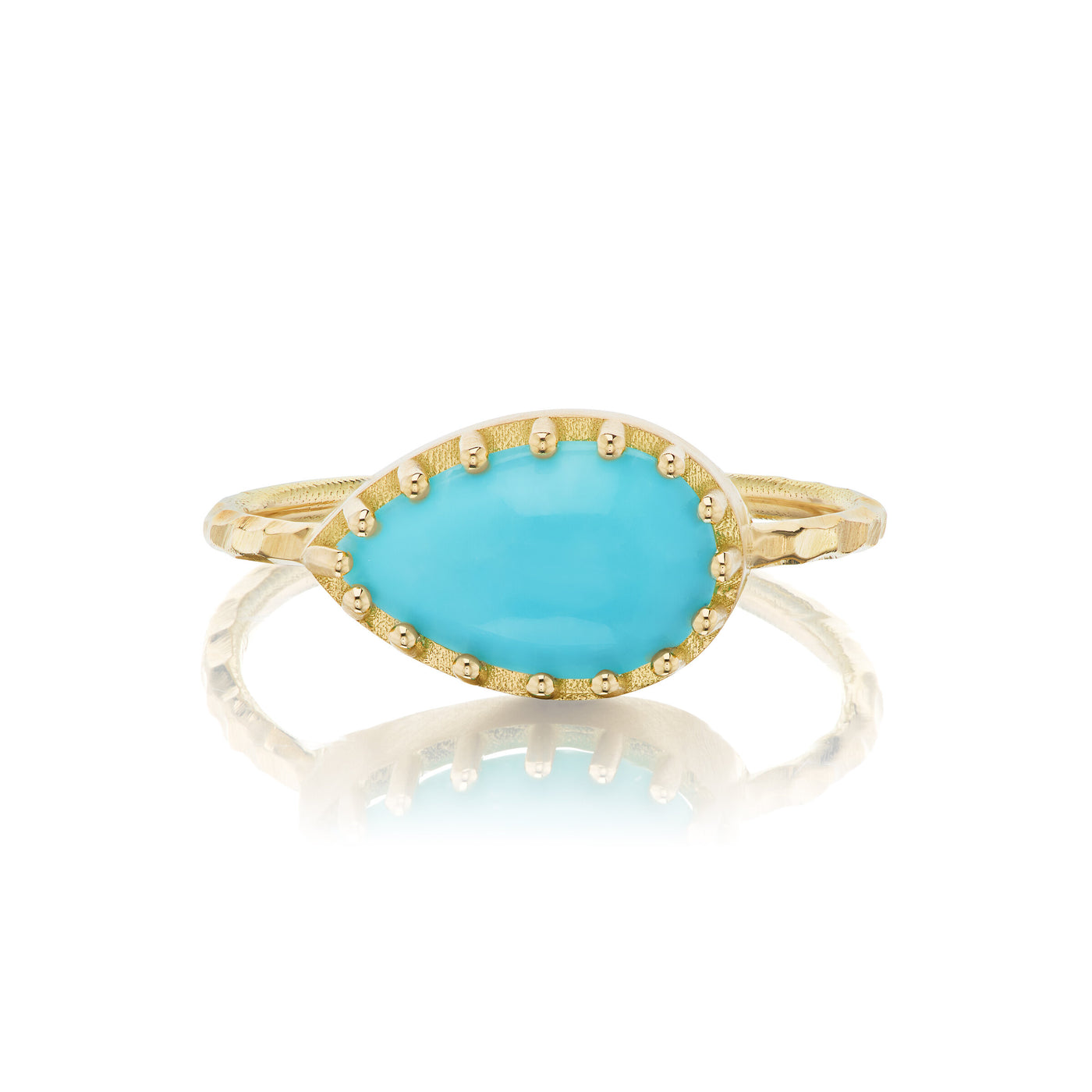Sideways Pear Turquoise Solitaire Ring