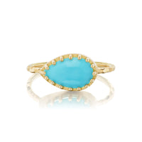 Sideways Pear Turquoise Solitaire Ring