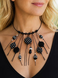 Black & White Cascade Silk Necklace