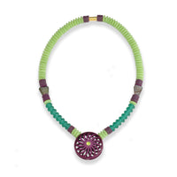 Green & Maroon Whirligig Necklace