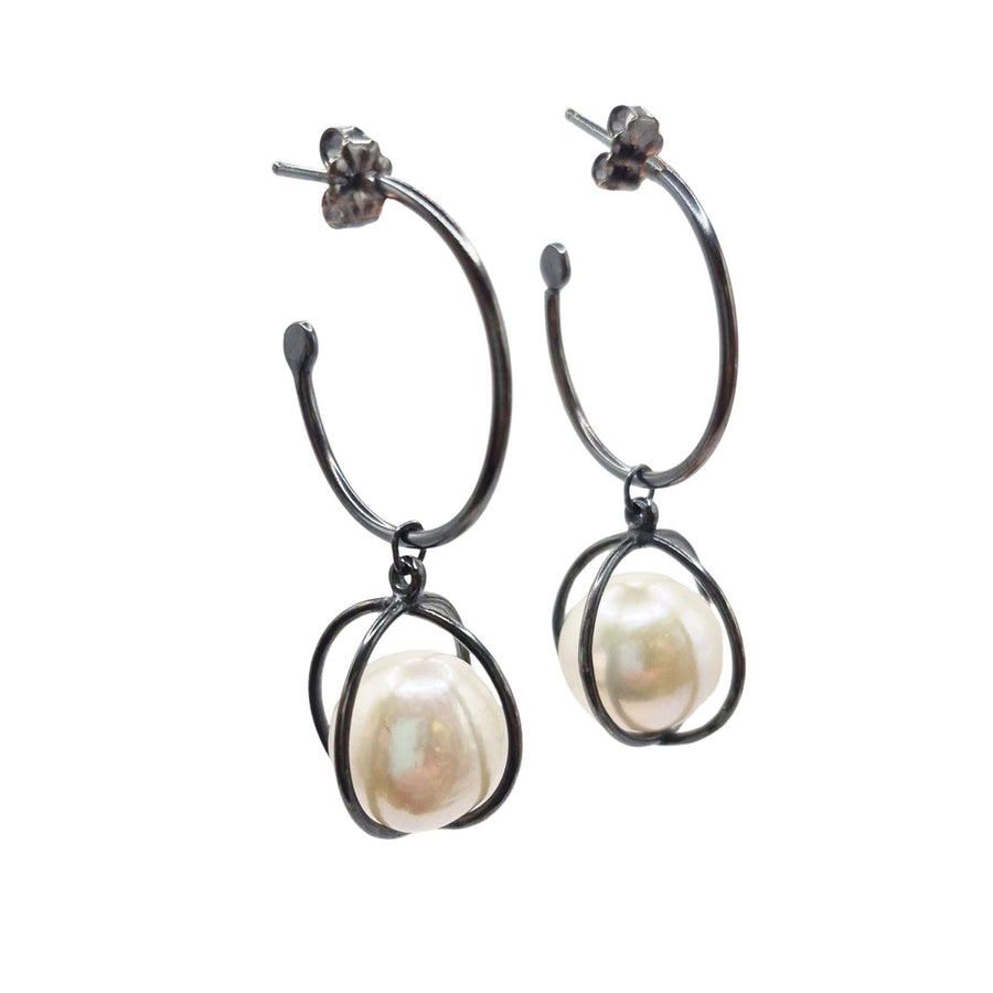 Pearl Orbit Hoop Earrings
