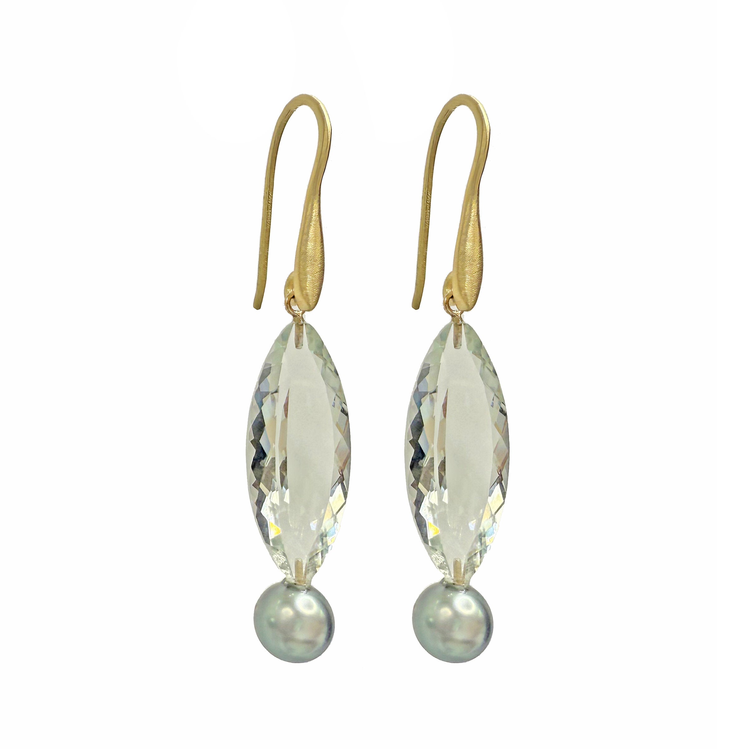 Prasiolite & Tahitian Pearl Drop Earrings