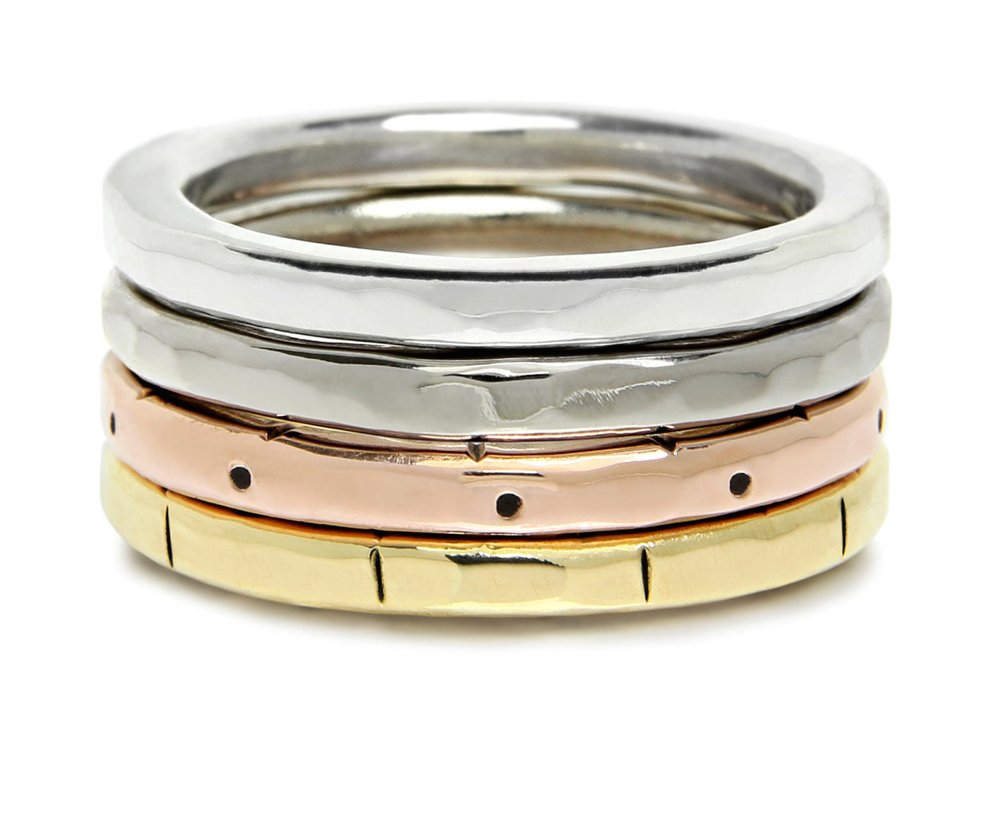 polished finish, shown stacked with other rings from the artist's stacking rings collection | Photo by Chris Patunas