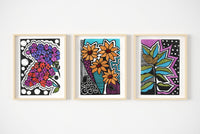 left to right: pop lilac, pop daisy, pop milkweed