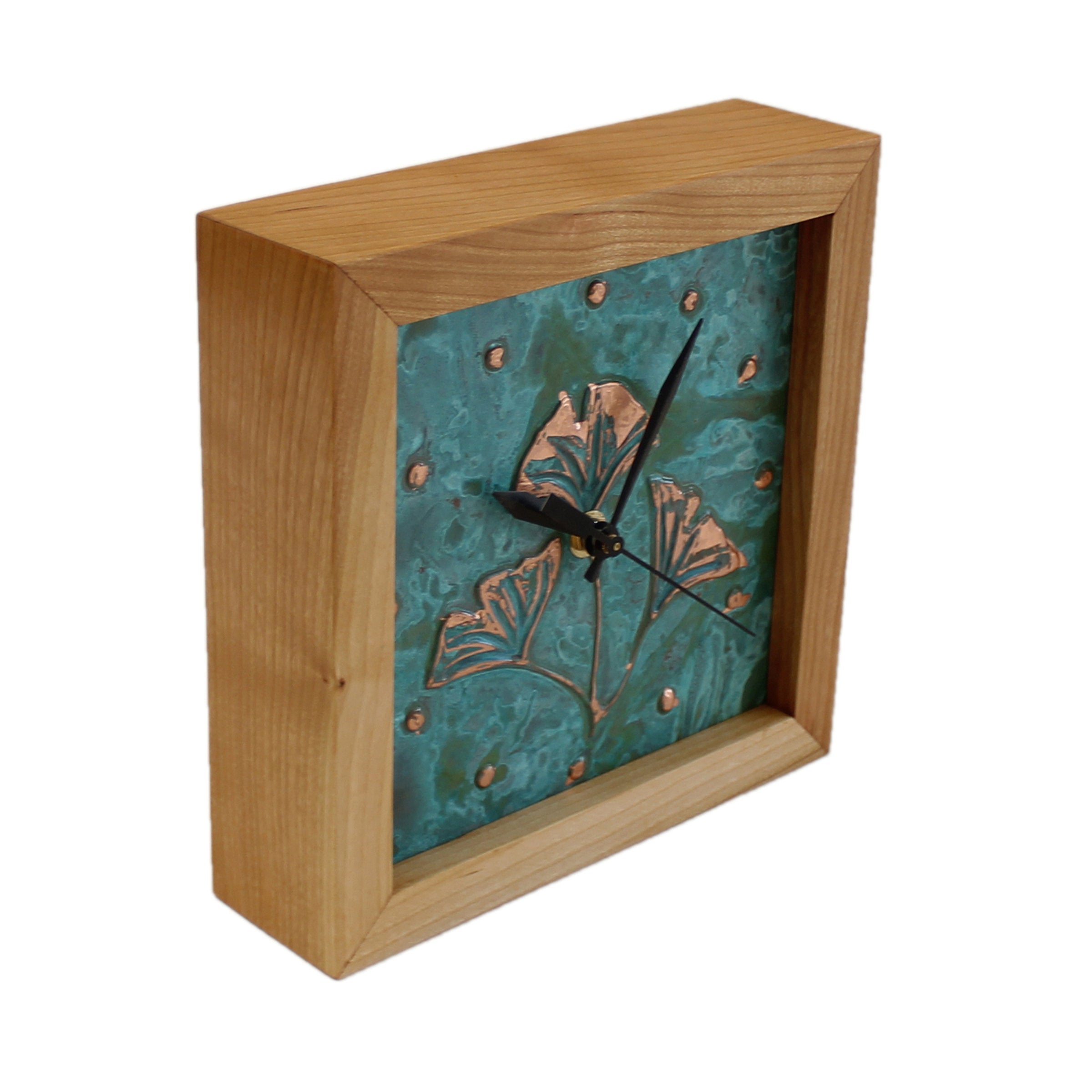 Patina Ginkgo Box Clock